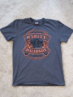 Harley-Davidson Gray Short Sleeve Tee with Orange Graphic